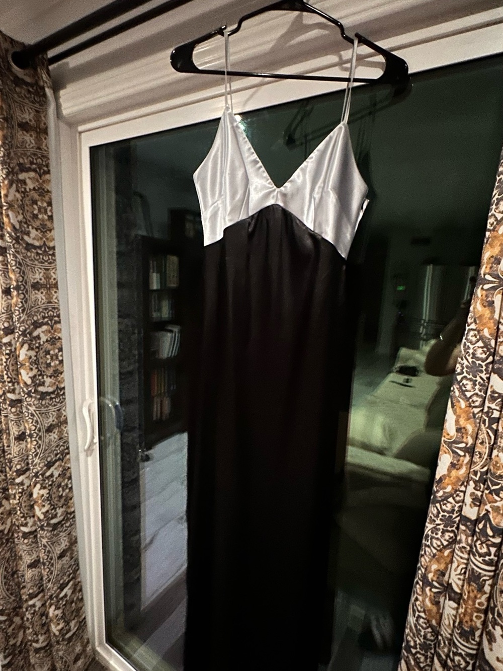 Satin Two-Tone Black & Silver Slip Nightdress